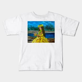 Hula Girl on the Beach 11 Kids T-Shirt